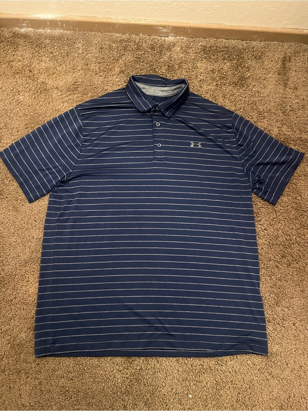 Under Armour Men's Navy Blue Striped Performance Polo